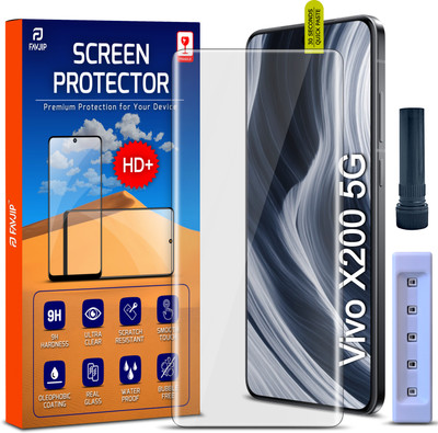 FAVJIP Edge To Edge Tempered Glass for Vivo X200 5G, Vivo X200, Quad Curved UV Liquide Glue Screen Guard Protector with Easy Installation Kit(Pack of 1)