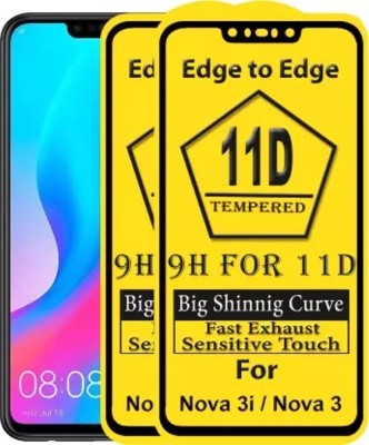 NaturalBuy Edge To Edge Tempered Glass for Huawei Nova 3/ 3i - Full Coverage Glass 11D Edge to Edge Tempered Glass Full Coverage Glass(Pack of 2)