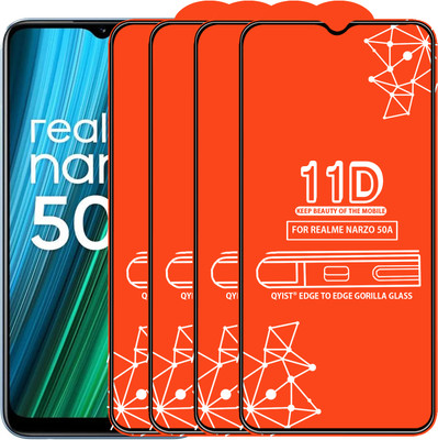 Qyist Edge To Edge Tempered Glass for Realme Narzo 50A(Pack of 4)