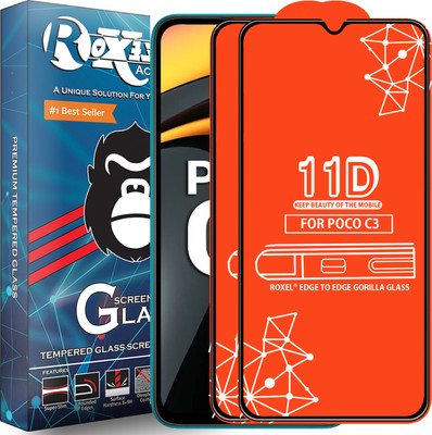 Roxel Edge To Edge Tempered Glass for Poco C3(Pack of 2)