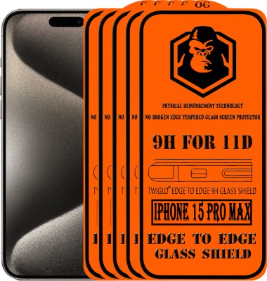 TWIGLO Edge To Edge Tempered Glass for IPHONE 15 PRO MAX(Pack of 5)