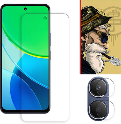 SOMTONE Edge To Edge Tempered Glass for vivo Y19s Pro 4G Tempered Glass Screen Protector | Anti-Scratch | Edge to Edge Full Coverage | 9H Hardness ( 1 FRONT SCREEN GUARD + 1 CAMERA LENS PROTECTOR + 1 FREE BACK EMBOSSED SKIN001 )(Pack of 1)