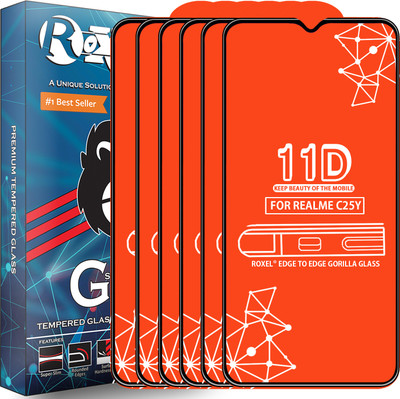 Roxel Edge To Edge Tempered Glass for Realme C25Y(Pack of 6)
