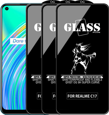 Qyist Edge To Edge Tempered Glass for REALME C17(Pack of 3)