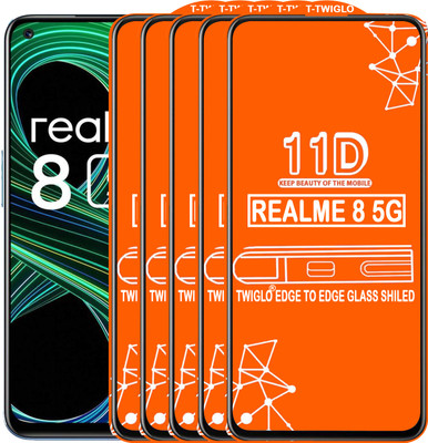 TWIGLO Edge To Edge Tempered Glass for REALME 8 5G(Pack of 5)