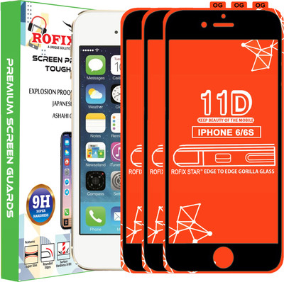 Rofix star Edge To Edge Tempered Glass for Apple iPhone 6(Pack of 3)