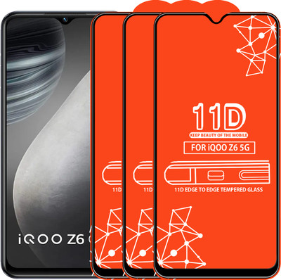 Roxel Edge To Edge Tempered Glass for Iqoo Z6 5G(Pack of 3)