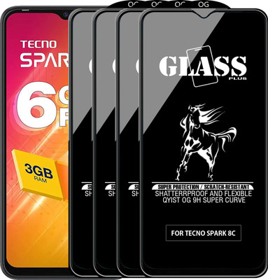 Qyist Edge To Edge Tempered Glass for TECNO SPARK 8C(Pack of 4)