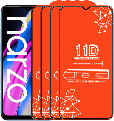 Roxel Edge To Edge Tempered Glass for Realme Narzo 50A Prime(Pack of 4)