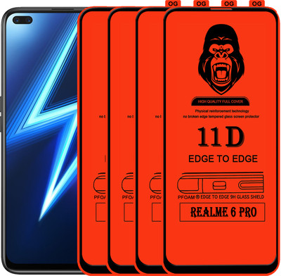 Laxdom Edge To Edge Tempered Glass for REALME 6 PRO(Pack of 4)
