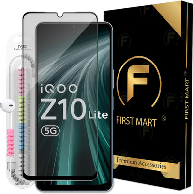 FIRST MART Edge To Edge Tempered Glass for iQOO Z10 Lite 5G, IQOO Z10 Lite, Vivo T4 Lite 5G, Matte OG Tempered Glass with Cable Protector(Pack of 1)
