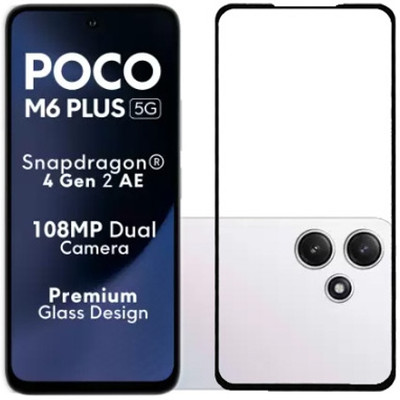 HOBBYTRONICS Edge To Edge Tempered Glass for POCO M6 Plus 5G, POCO M6 Plus, Poco M6 Plus, Poco M6 Plus 5G(Pack of 1)