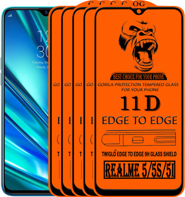 TWIGLO Edge To Edge Tempered Glass for REALME 5I(Pack of 5)