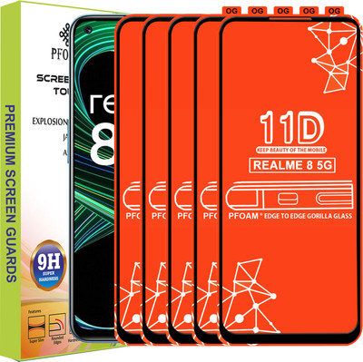 PFOAM Edge To Edge Tempered Glass for REALME 8 5G(Pack of 5)