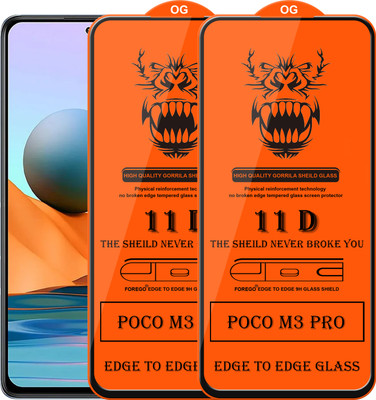 Forego Edge To Edge Tempered Glass for Poco M3 Pro(Pack of 2)