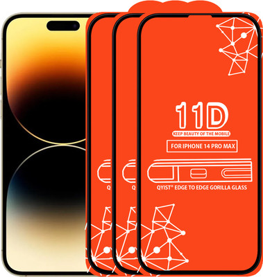 Qyist Edge To Edge Tempered Glass for Iphone 14 Pro Max(Pack of 3)