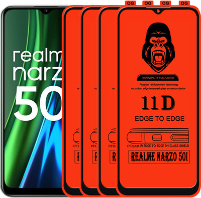Laxdom Edge To Edge Tempered Glass for REALME NARZO 50I(Pack of 4)