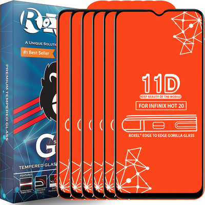 Roxel Edge To Edge Tempered Glass for Infinix Hot 20(Pack of 6)
