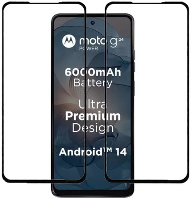 HOBBYTRONICS Edge To Edge Tempered Glass for moto g24 Power, Moto G24 Power, motorola g24 Power, Motorola G24 Power(Pack of 2)