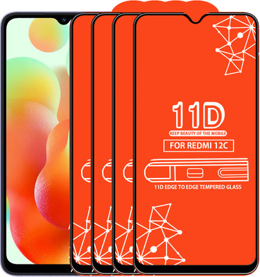 Qyist Edge To Edge Tempered Glass for Redmi 12C(Pack of 4)