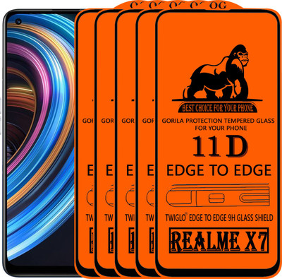 TWIGLO Edge To Edge Tempered Glass for REALME X7(Pack of 5)