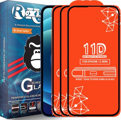 Roxel Edge To Edge Tempered Glass for Iphone 12 Mini(Pack of 3)