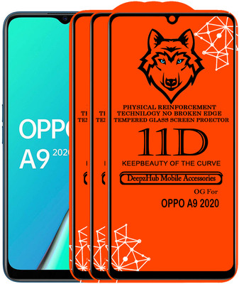 DeepzHub Edge To Edge Tempered Glass for OPPO A9 2020(Pack of 3)