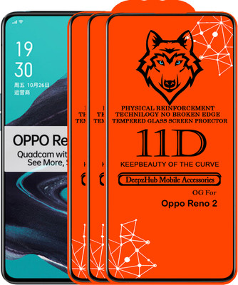 DeepzHub Edge To Edge Tempered Glass for OPPO Reno 2(Pack of 3)