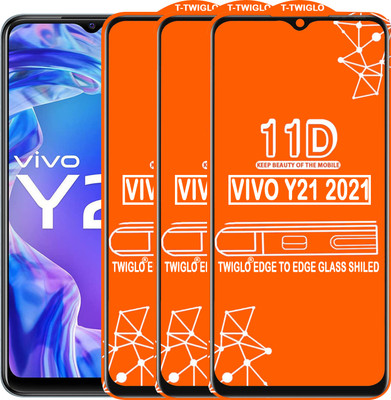 TWIGLO Edge To Edge Tempered Glass for VIVO Y21 2021(Pack of 3)