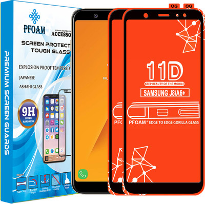 PFOAM Edge To Edge Tempered Glass for Samsung Galaxy J8(Pack of 2)
