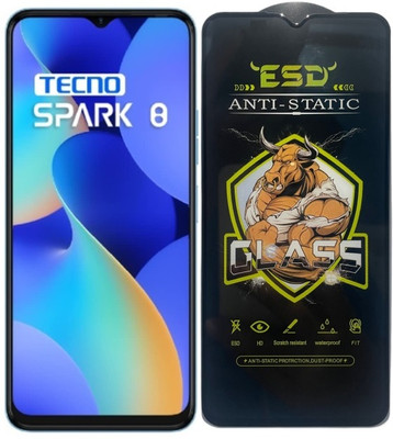TELESHIELD Edge To Edge Tempered Glass for Tecno Spark 8, ESD Glass, ESD Protector, Edge to Edge, Screen Protector(Pack of 1)