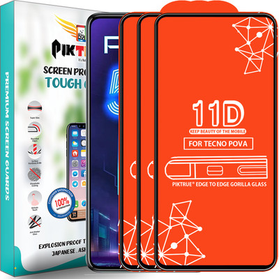 PikTrue Edge To Edge Tempered Glass for Tecno Pova(Pack of 3)