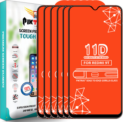 PikTrue Edge To Edge Tempered Glass for Redmi 9T(Pack of 6)