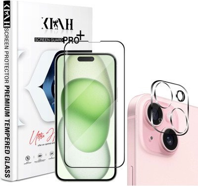 KLAH Edge To Edge Tempered Glass for Apple iPhone 15 Plus, With Camera Lens Protector(Pack of 1)