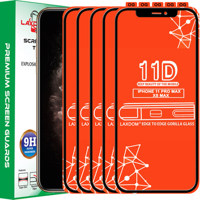 Laxdom Edge To Edge Tempered Glass for APPLE IPHONE 11 PRO MAX(Pack of 5)