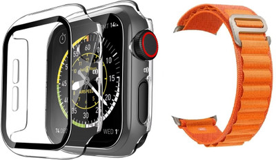 Aenoko Front and Back Tempered Glass for Apple Watch SE 2nd gen 2022 / Series 6/5/4 SE, 44mm Hard PC Cover (Transparent) with Built-in 9H Tempered Glass with Orange Strap (Combo)(Pack of 2) Aenoko Front and Back Tempered Glass for Apple Watch SE 2nd gen 2022 / Series 6/5/4 SE, 44mm Hard PC Cover (Transparent) with Built-in 9H Tempered Glass with Orange Strap (Combo)(Pack of 2)