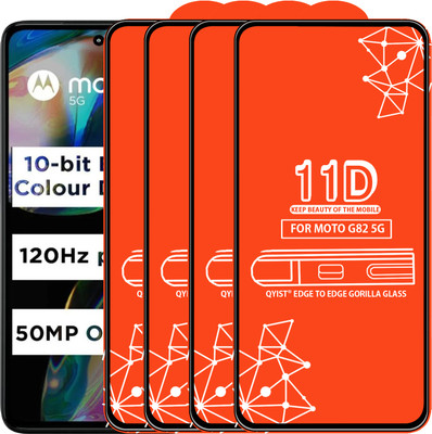 Qyist Edge To Edge Tempered Glass for Moto G82 5G(Pack of 4)