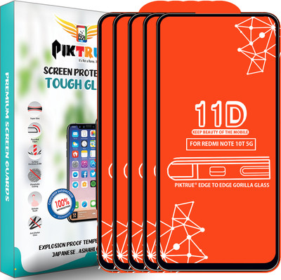 PikTrue Edge To Edge Tempered Glass for Redmi Note 10T 5G(Pack of 5)