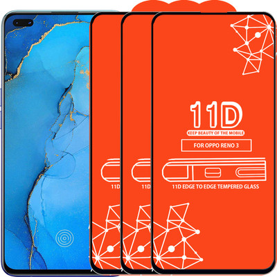 Roxel Edge To Edge Tempered Glass for Oppo Reno 3(Pack of 3)