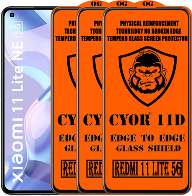 CYOR Edge To Edge Tempered Glass for REDMI 11 LITE NE 5G(Pack of 3)