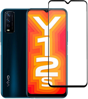 NaturalBuy Edge To Edge Tempered Glass for Vivo Y12S-(11D) with Edge to Edge Coverage and Easy Installation kit,Black - Black [9H Gorilla] [Free Cleaning Kit Included](Pack of 1)