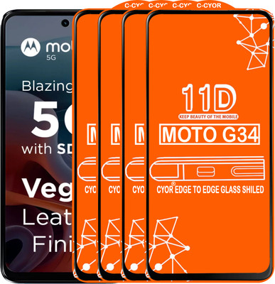 CYOR Edge To Edge Tempered Glass for MOTO G34(Pack of 4)