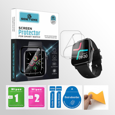 SOMTONE Edge To Edge Tempered Glass for Hammer Pulse 2.0 1.69 inch Smartwatch 2 PROTECTOR + 2 WIPES + 2 DUST REMOVAL STICKER + 1 WIPER(Pack of 2)