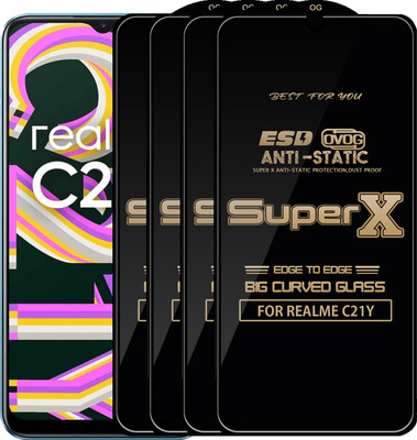 Roxel Edge To Edge Tempered Glass for REALME C21Y(Pack of 4)
