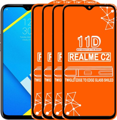 TWIGLO Edge To Edge Tempered Glass for REALME C2(Pack of 4)