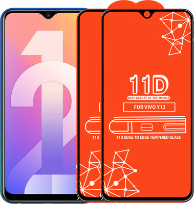 Qyist Edge To Edge Tempered Glass for Vivo Y12(Pack of 2)
