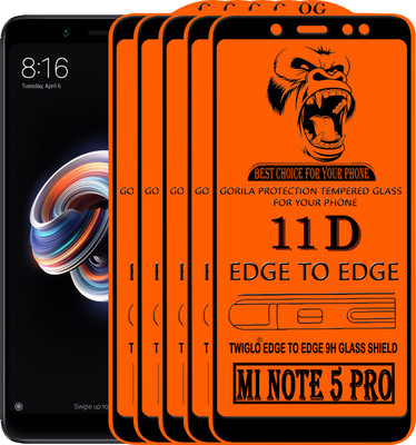 TWIGLO Edge To Edge Tempered Glass for Mi Redmi Note 5 Pro(Pack of 5)
