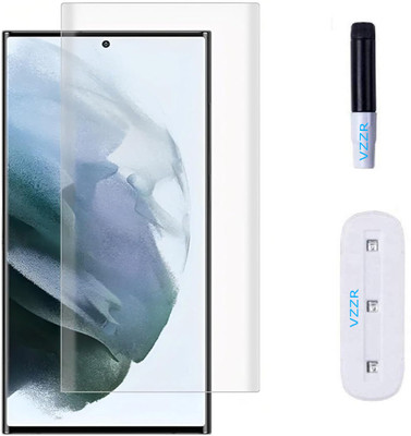 VZZR Edge To Edge Tempered Glass for Samsung Galaxy S22 Ultra, Samsung S22 Ultra 5G - UV Curved Screen Protector with Easy Installation Kit(Pack of 1)