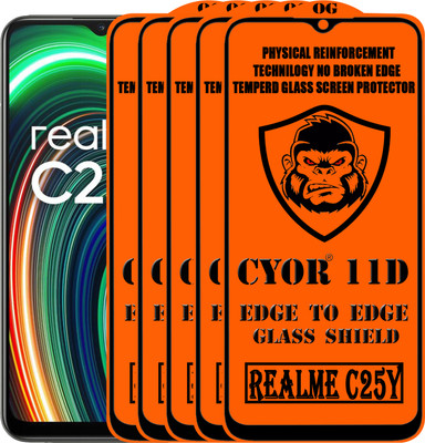 CYOR Edge To Edge Tempered Glass for REALME C25Y(Pack of 5)