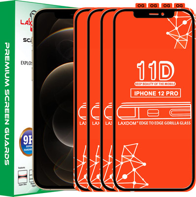 Laxdom Edge To Edge Tempered Glass for APPLE IPHONE 12 PRO(Pack of 4)